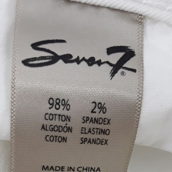 Seven7 Worn & Torn Denim Shorts 5 Pocket Stretch High Waisted White Raw Hem 20W - Picture 12 of 15